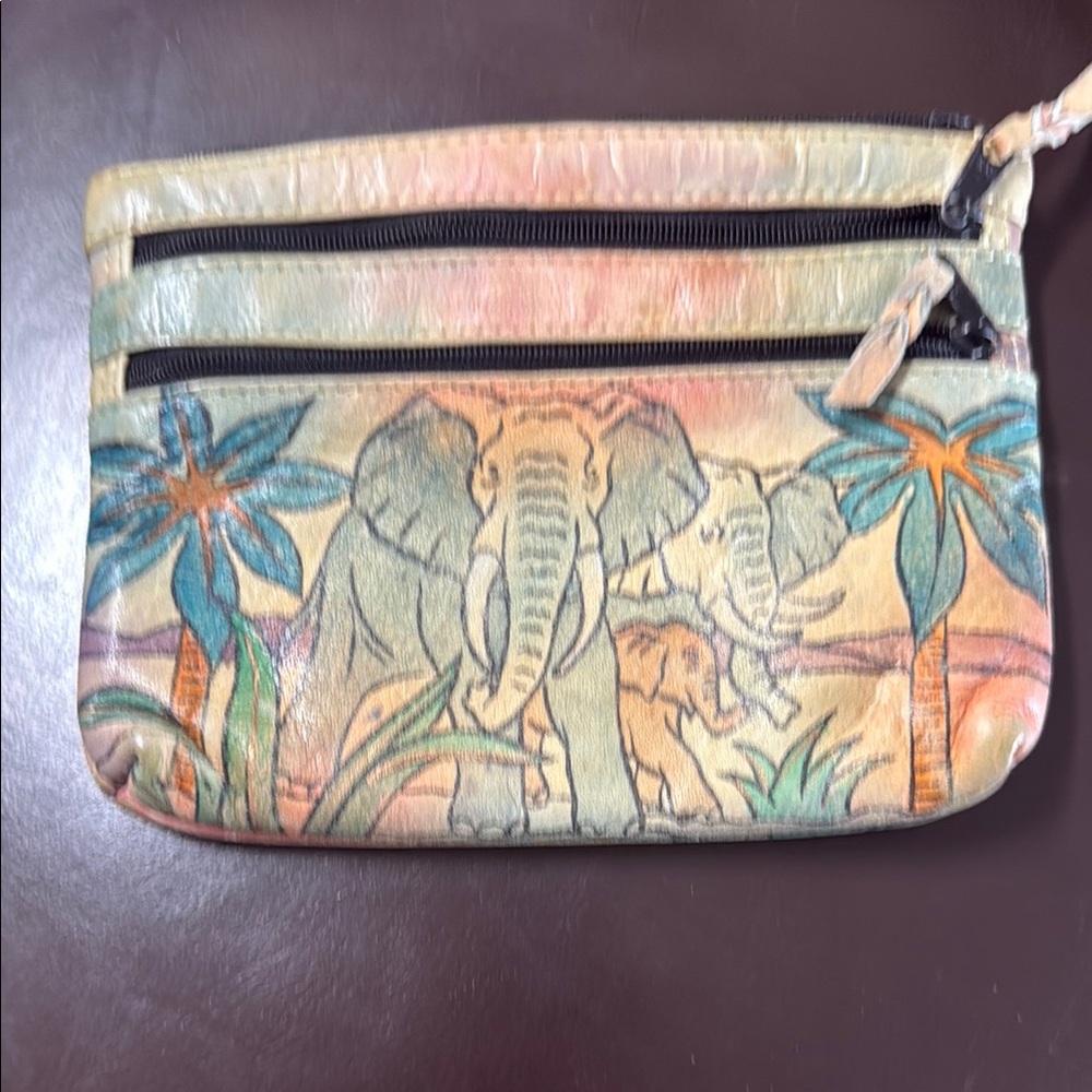 Elephant Print Clutch with Zipper